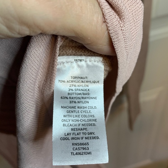 Leith Square Neck Long Sleeve Knit Taupe Bodysuit size Large - taupe / pink - Picture 6 of 10